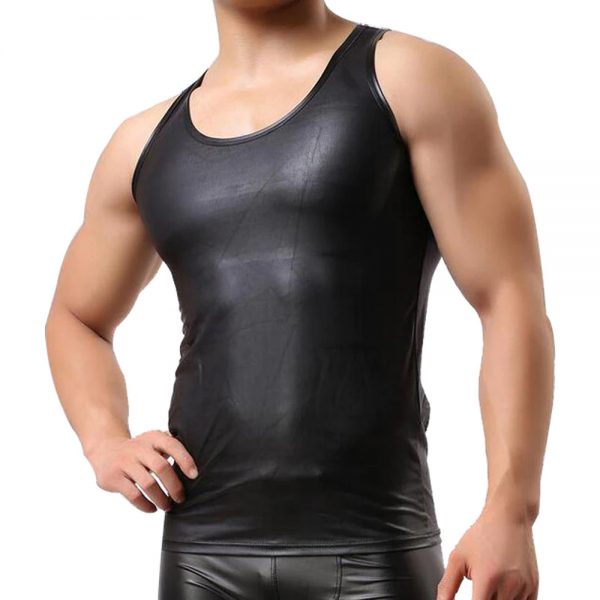 Men Gym Tank Leather